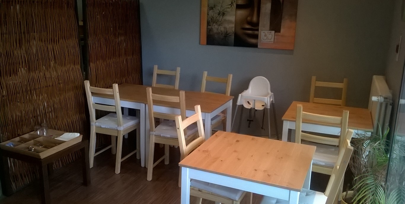 Unsere kleine Sitzecke für den Verzehr vor Ort.